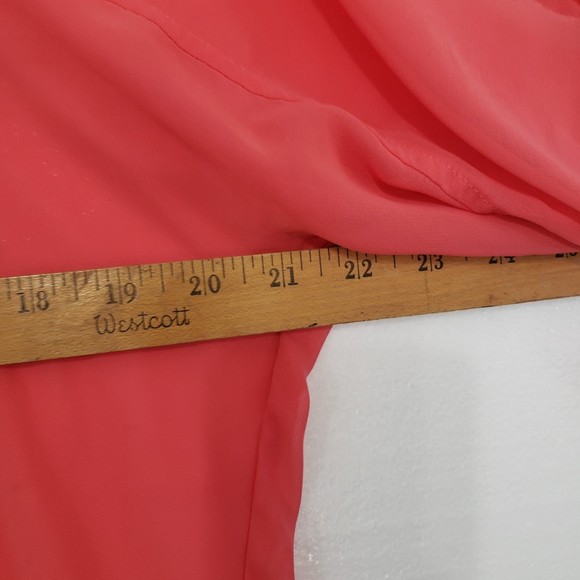 Candie's Women's Hi Low Long Sleeve Sheer Button Down Blouse, Size Large - Picture 9 of 10